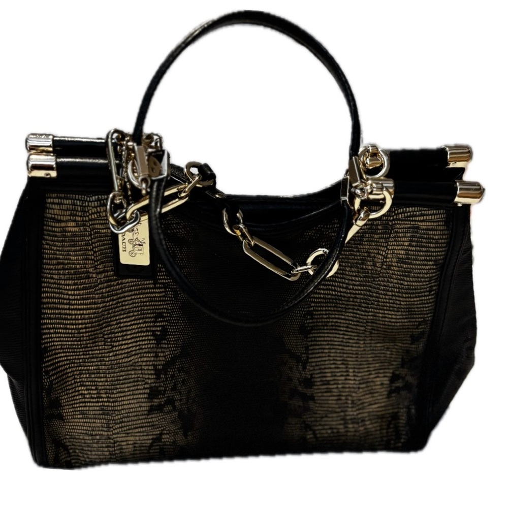 COACH limited edition handbag. Black w/slight gold shimmer. Gold hardware - Picture 12 of 16